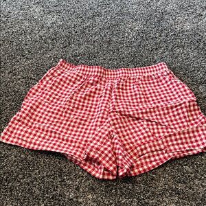 BloomChic Red Gingham High Waist Shorts